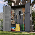 Aoxun Outdoor Storage Shed with Floor, 61 Cu.Ft Large Outdoor Storage Cabinet, Waterproof Vertical Resin Shed for Garden Tools, Pool Equipment, Dark Grey
