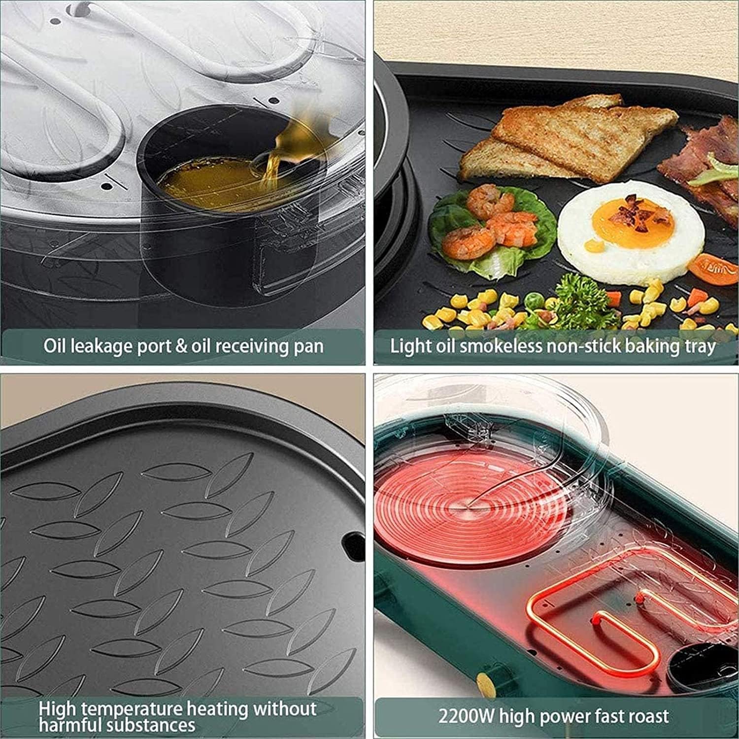Electric Hot Pot Grill Electric Barbecue Grill,2 in 1 Non-Stick BBQ And Shabu Pot with Independent Temperature Control,Ideal for 2-8 People