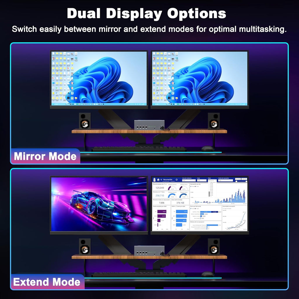 ALGOX 8K@60Hz USB3.0 DisplayPort KVM Switch 2 Monitors 4 Computers 4K@120Hz Dual Monitor KVM Switcher DisplayPort 1.4 KVM Switch Support Hotkey Switching with 1.5m Desktop Controller
