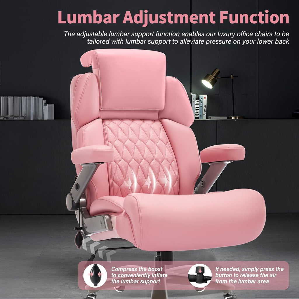 Big and Tall Office Chair 700lbs - Adjustable Headrest&Lumbar Support, 3D Flip Arms, Large Wheels &Heavy Duty Metal Base, Ergonomic High Back Computer Chair Desk Chair, Thick Padded Extra Wide Seat