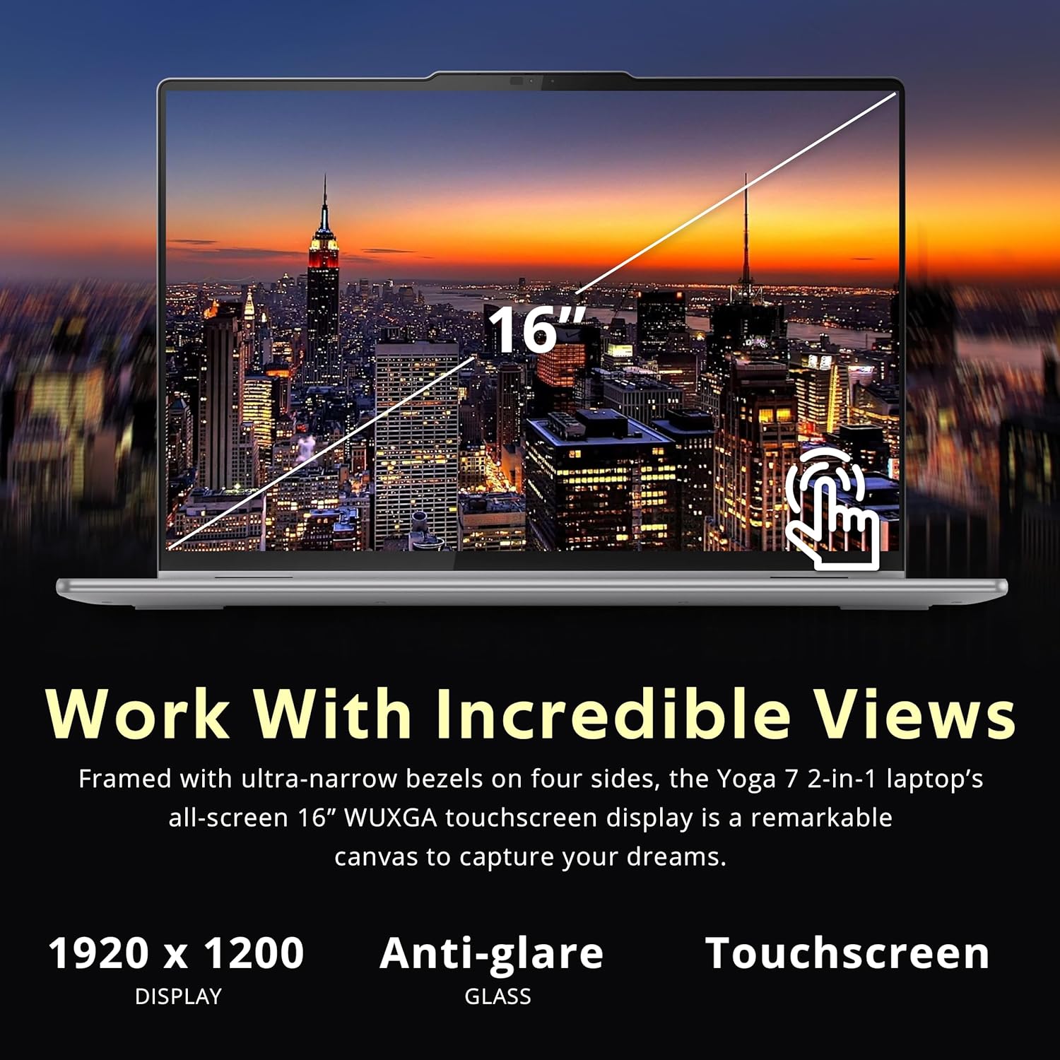 Lenovo Yoga 7 16' WUXGA 2-in-1 Touchscreen Laptop, AMD Ryzen 7 8840HS, 16GB LPDDR5X, 1.28TB Storage (1TB SSD+288GB Docking Station Set), Backlit Keyboard, Fingerprint Reader, Win 11 Pro, Artic Grey