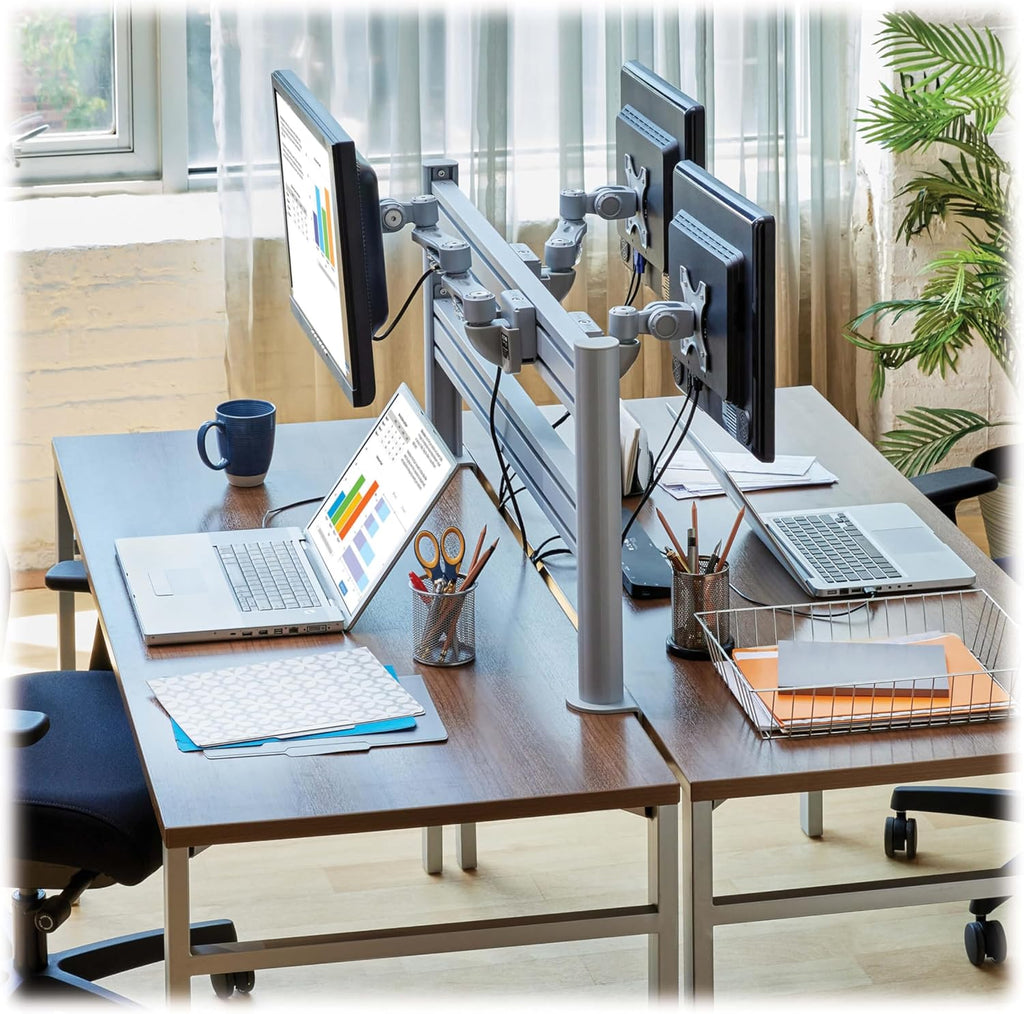 Tripp Lite Eaton DMSWKITTAA Multi-Monitor Mount Stand, Horizontal Track System, Desk Clamp Mount with Slat Wall Rail, Dual-Sided, VESA Compliant up to 32' Displays, TAA Compliant, 5-Year Warranty