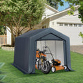 Sophia & William Outdoor Storage Shed,Carport 8x12 ft Heavy Duty, Portable Garden Yard Car Port Shelter Storage Tent Garage with Roll Up Doors and Ventilation, Grey