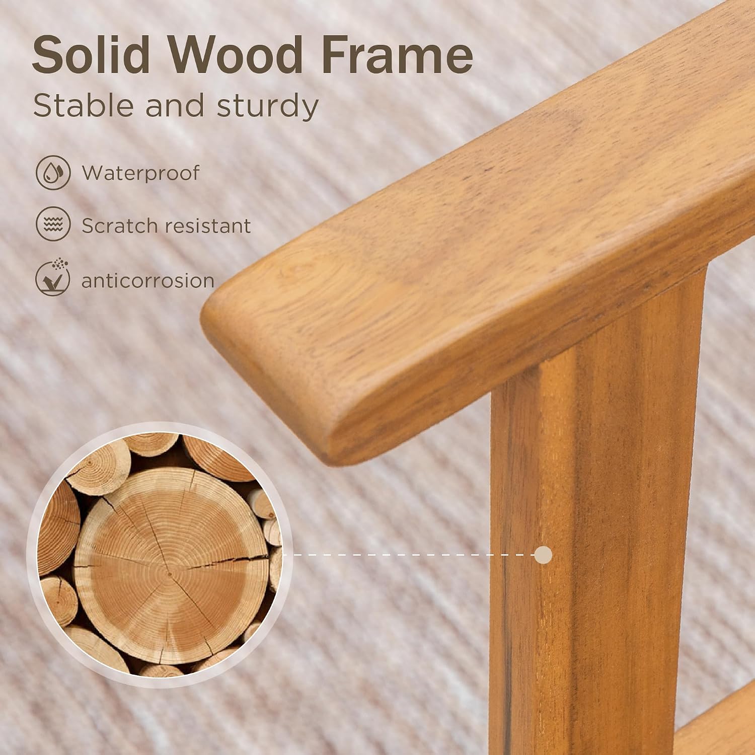 PHI VILLA Outdoor Acacia Wood Dining Chairs Set of 6, Armchairs with Strong Wicker Back & Seat, Farmhouse Style Teak Patio Deck Yard Balcony Garden Furniture
