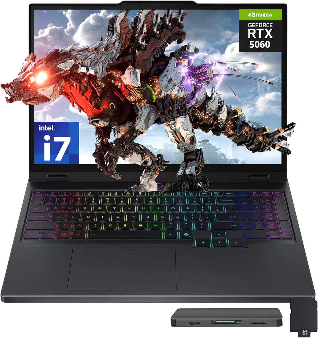 Lenovo Legion 5 15.1' WQXGA 165Hz Gaming Laptop, Intel i7-14700HX, GeForce RTX 5060 Graphics, 64GB DDR5, 2TB SSD, Backlit Keyboard, 5.0MP Camera, Wi-Fi 7, Win 11 Pro, Black, 512GB Docking Station Set