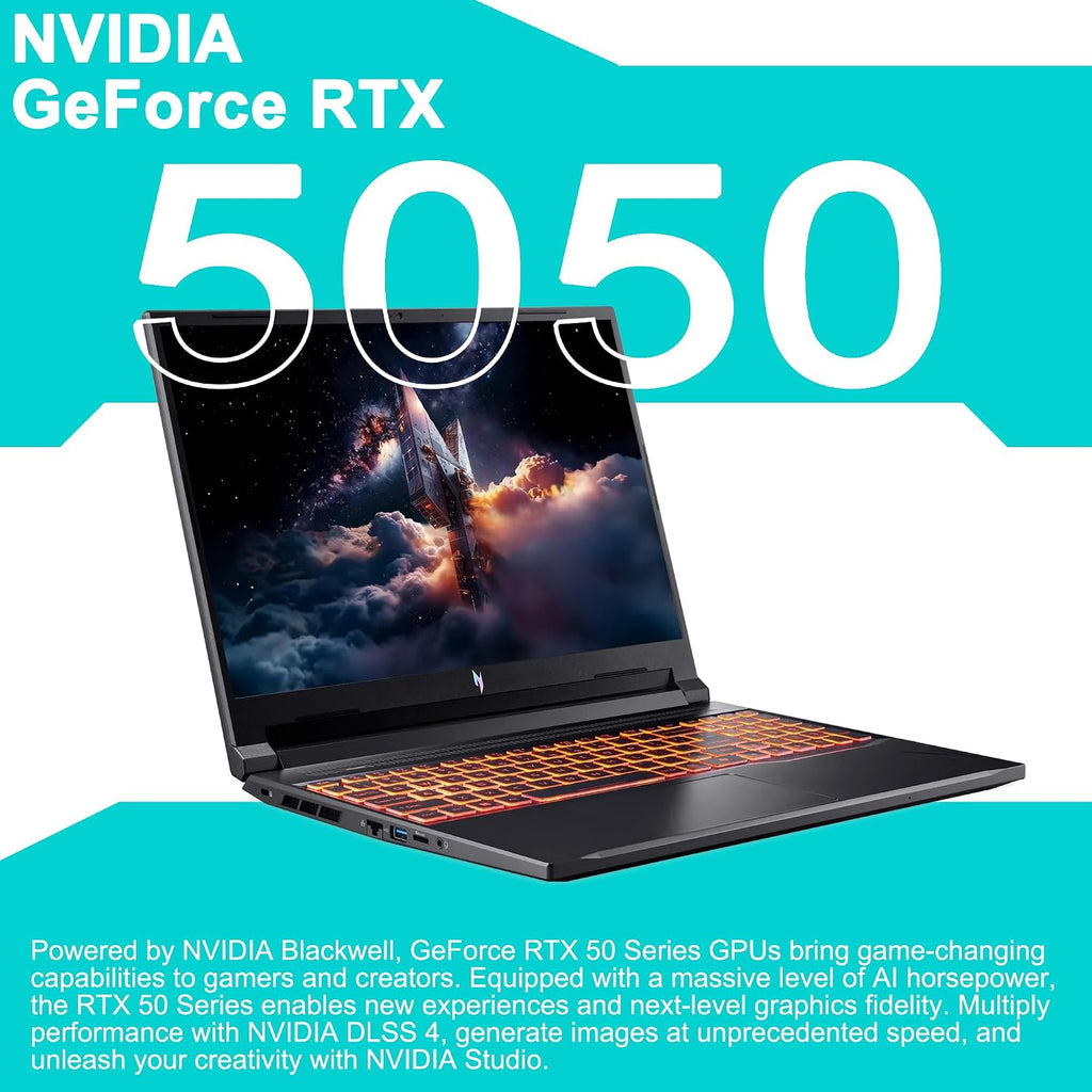 acer Nitro V 16 AI Gaming Laptop 16' WUXGA IPS 180Hz AMD Zen 4 Octa-Core Ryzen 7 260 32GB RAM 4TB SSD GeForce RTX 5050 (Up to 421 AI Tops) Backlit Win11 w/ICP Hub