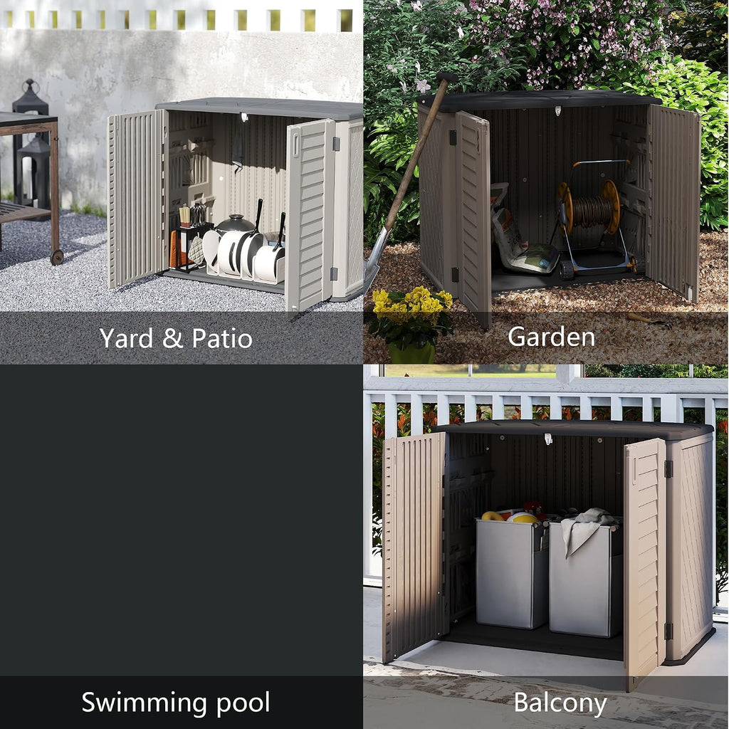 Rustic Brown Single Layer Outdoor Cabinet, Sized 50x29x91 Inches - A Waterproof Resin Shed for Stylishly Storing Your Backyard Tools