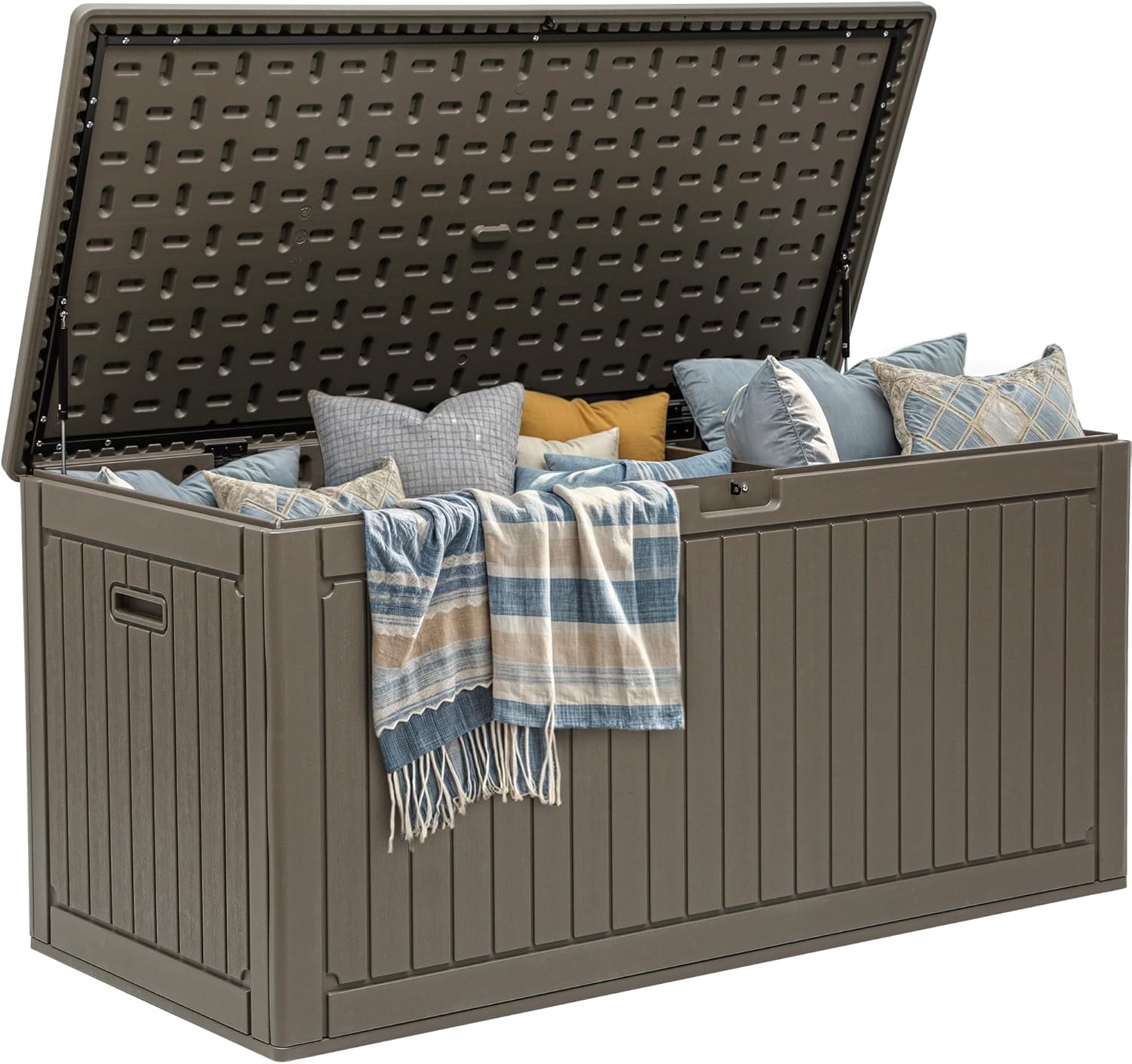 YITAHOME 320 Gallon Large Deck Box with Divider & Side Handles, Outdoor Double-Wall Storage for Patio Furniture Cushions, Garden Pool Accessories, Waterproof & Lockable