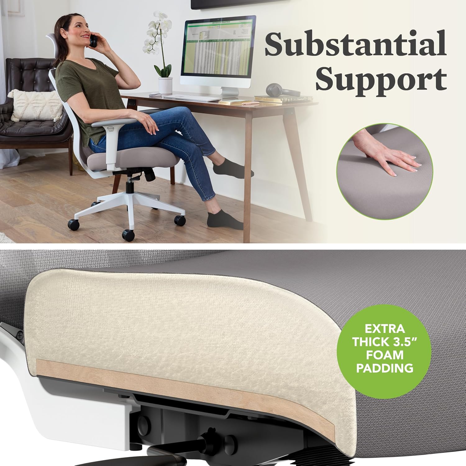 HON Altern Ergonomic Office Chair with Headrest, Mid‑Back Mesh Desk Chair, Adjustable Arms, Seat Slide, Synchro‑Tilt, Rolling Computer Seat for Home Office, White Frame, Fog