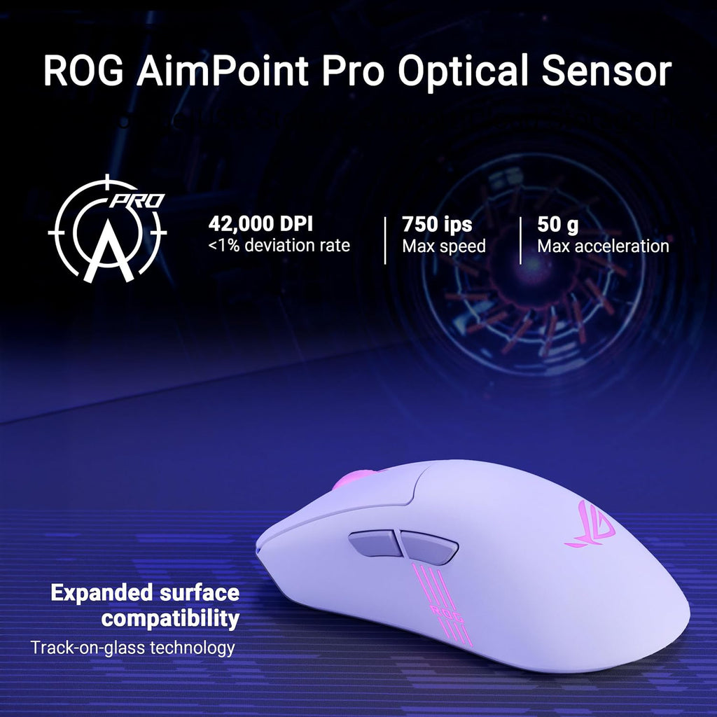 ASUS ROG Keris II Origin Wireless Gaming Mouse – Right-Handed Ergonomic, 65g, Tri-Mode Connectivity, 42K DPI, up to 127Hr Battery, Web-Based Configuration, PC/Mac Support