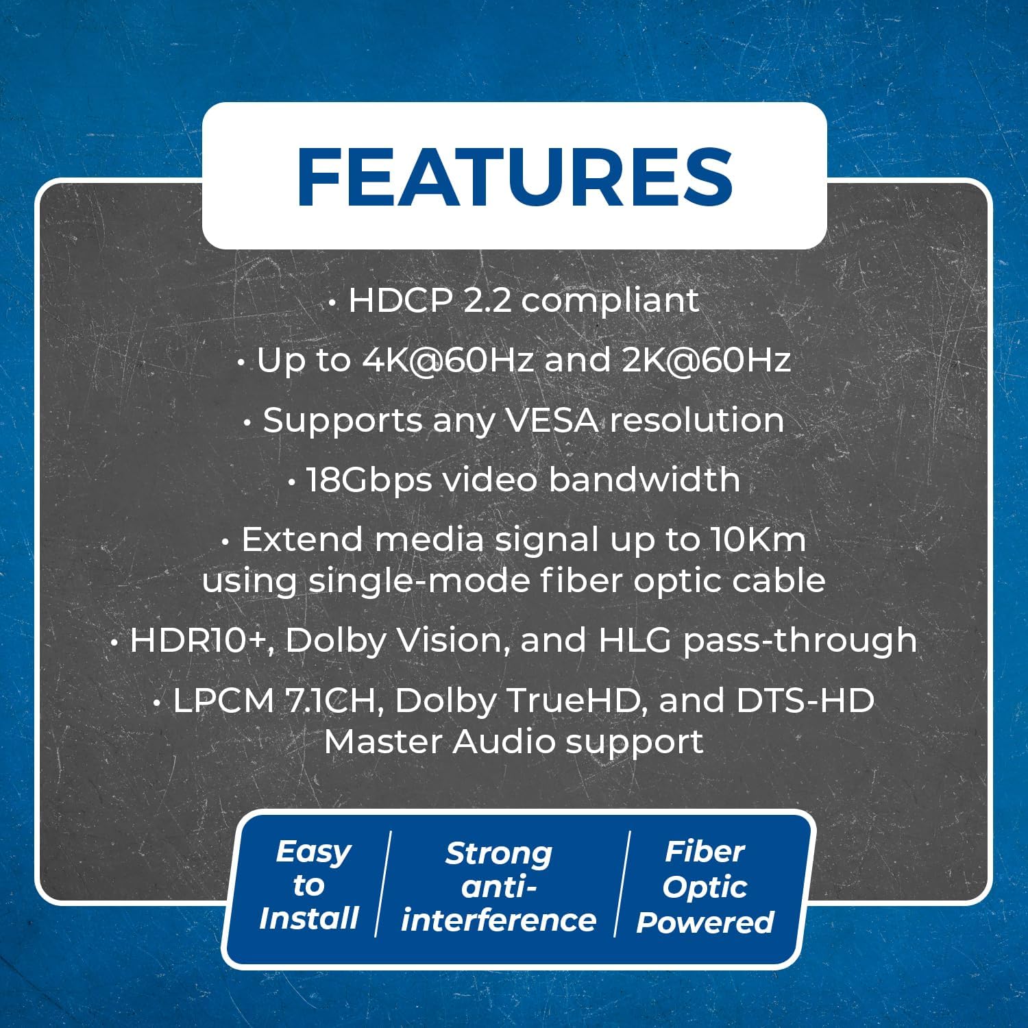 OREI 4K HDMI Extender Over Fiber Optic Balun - UltraHD 4K @ 60Hz 4:4:4 DR, HDR10+, SFP+ - Up to 10 KM in Single Mode - 300M in Multi-Mode