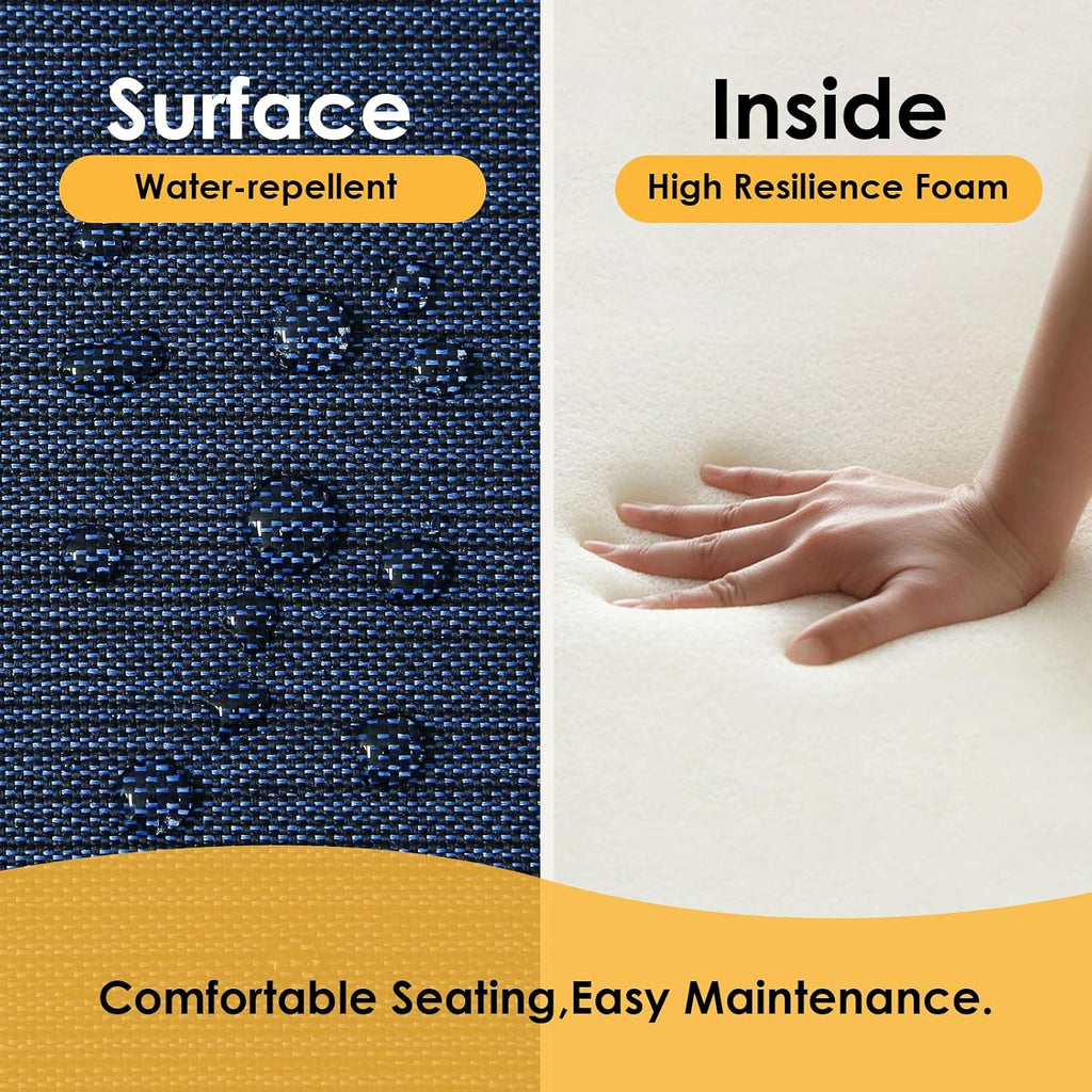 Outdoor Cushions for Patio Furniture Set of 2, 24'x24' Water Repellent Chair Cushions Removable Seat Bottom & Back Cushion Covers for Chair, Sofa, Couch, Navy