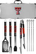 NCAA Siskiyou Sports Fan Shop Texas Tech Red Raiders Steel Tailgater BBQ Set w/Case 8 piece Gray