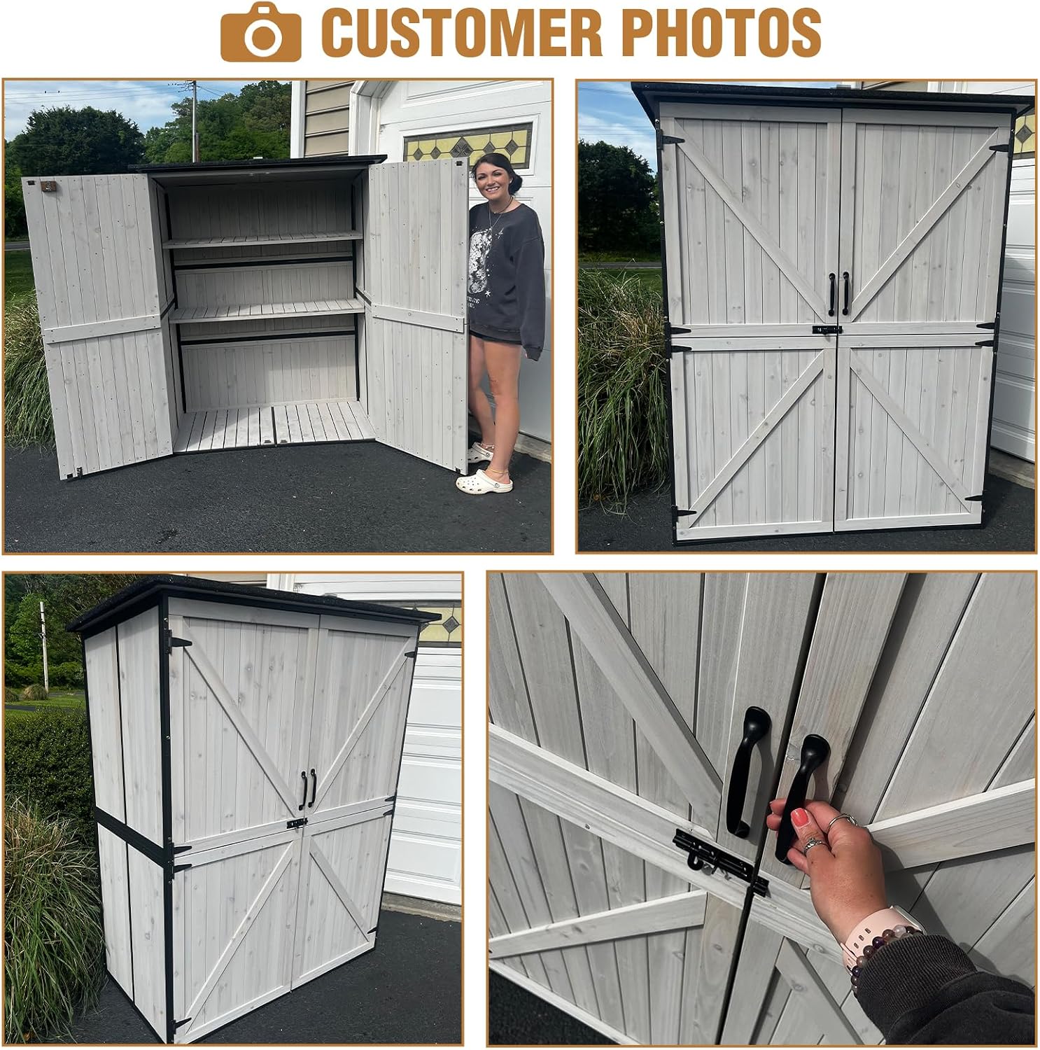 Outdoor Storage Shed, Tool Shed with Floor, Storage House with Metal Frame for Backyard Garden Patio Lawn -White