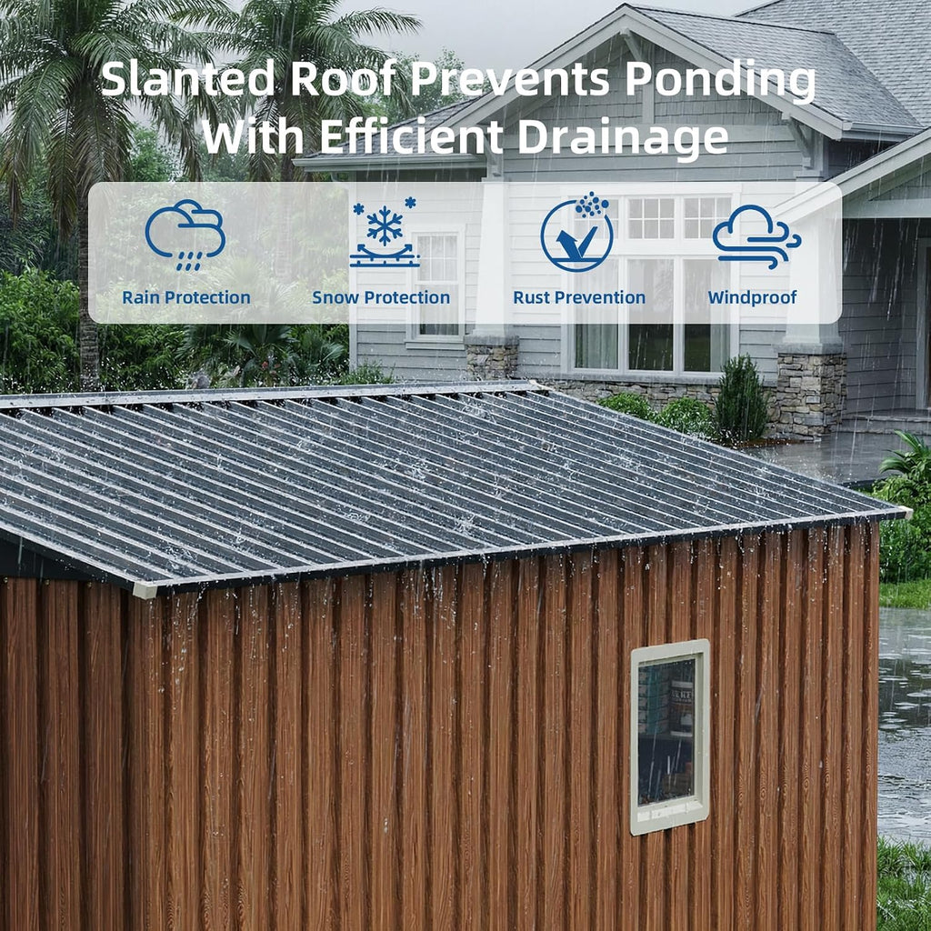 8x10 FT Outdoor Storage Shed, Metal Garden Shed with Updated Frame Structure, Lockable Door and Window, Large Tool Shed for Backyard, Patio, Lawn, Utility & Bike Storage
