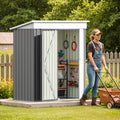 Patiolife 5x3 FT Outdoor Storage Shed, Metal Shed with Lockable Door & Sloping Roof, Steel Tool Shed for Backyard Patio Lawn, Grey