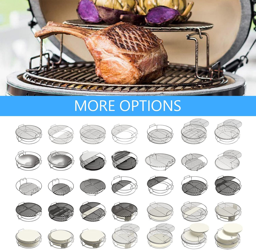 5 Piece Replacement Kit for Big Green Egg Large, Rack for Eggspander 5 Piece Kit Conveggtor Basket 304 Stainless Steel Grill Stack Rack with Removable Cooking System Expander Rack