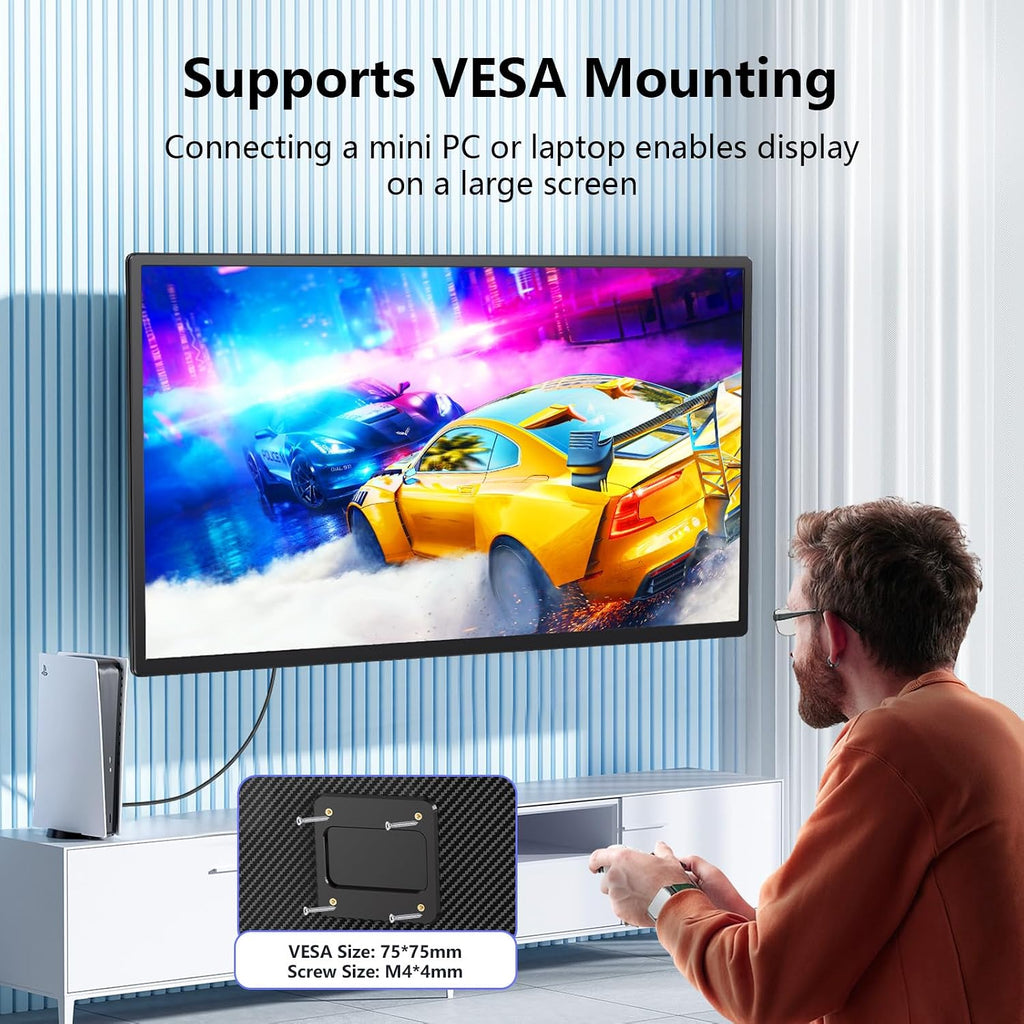 23.8' Large Portable Monitor, 2.5K QHD 180Hz Laptop Screen Extender, 150% RGB 178° IPS, Speakers & USB Hub for Office/Gaming with Kickstand, Travel Monitor for Laptop/PC/Mac/Xbox, VESA USB-C & HDMI