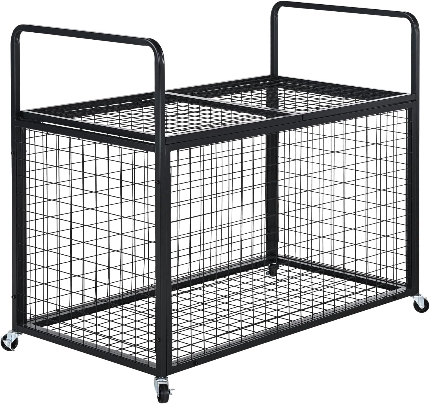 VEVOR Rolling Sports Ball Storage Cart, Lockable Basketball Cage with Double Lids, Sport Equipment Holder Organizer for Indoor Outdoor, Steel Storage Rack for Garages, Playgroup, Gym and Schools