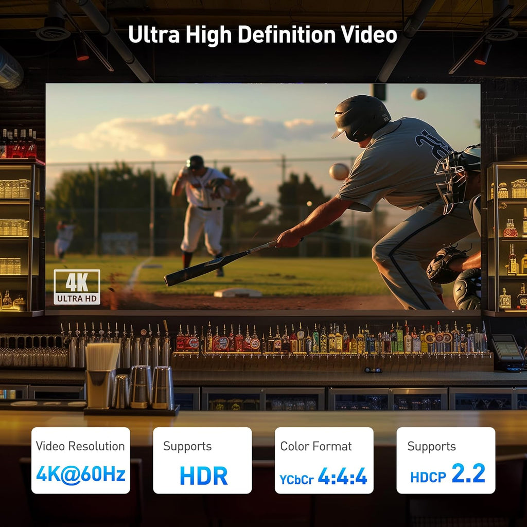 Cable Matters 4K@60Hz 4K HDMI Extender Splitter 1x2 with Local Loopout, IR Extension, and Dual Remote Display Support - Extends 4K@60Hz Video up to 115ft, 1080P@60Hz Video to 197ft