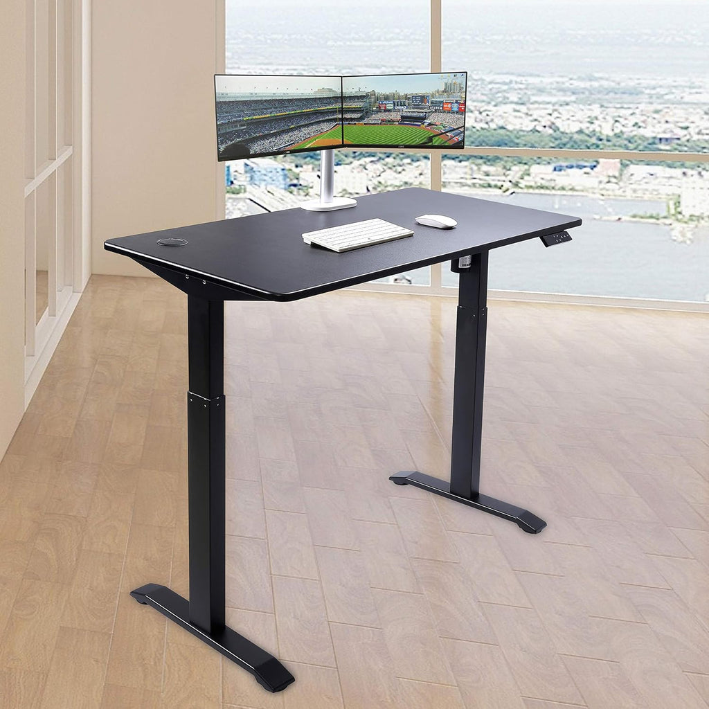 UNICOO Electric Height Adjustable Standing Desk, Electric Standing Workstation, Sit Stand Home Office Desk, Gaming Table, Whole-Piece Desktop Board 48 * 24 in (KT1001-BB)