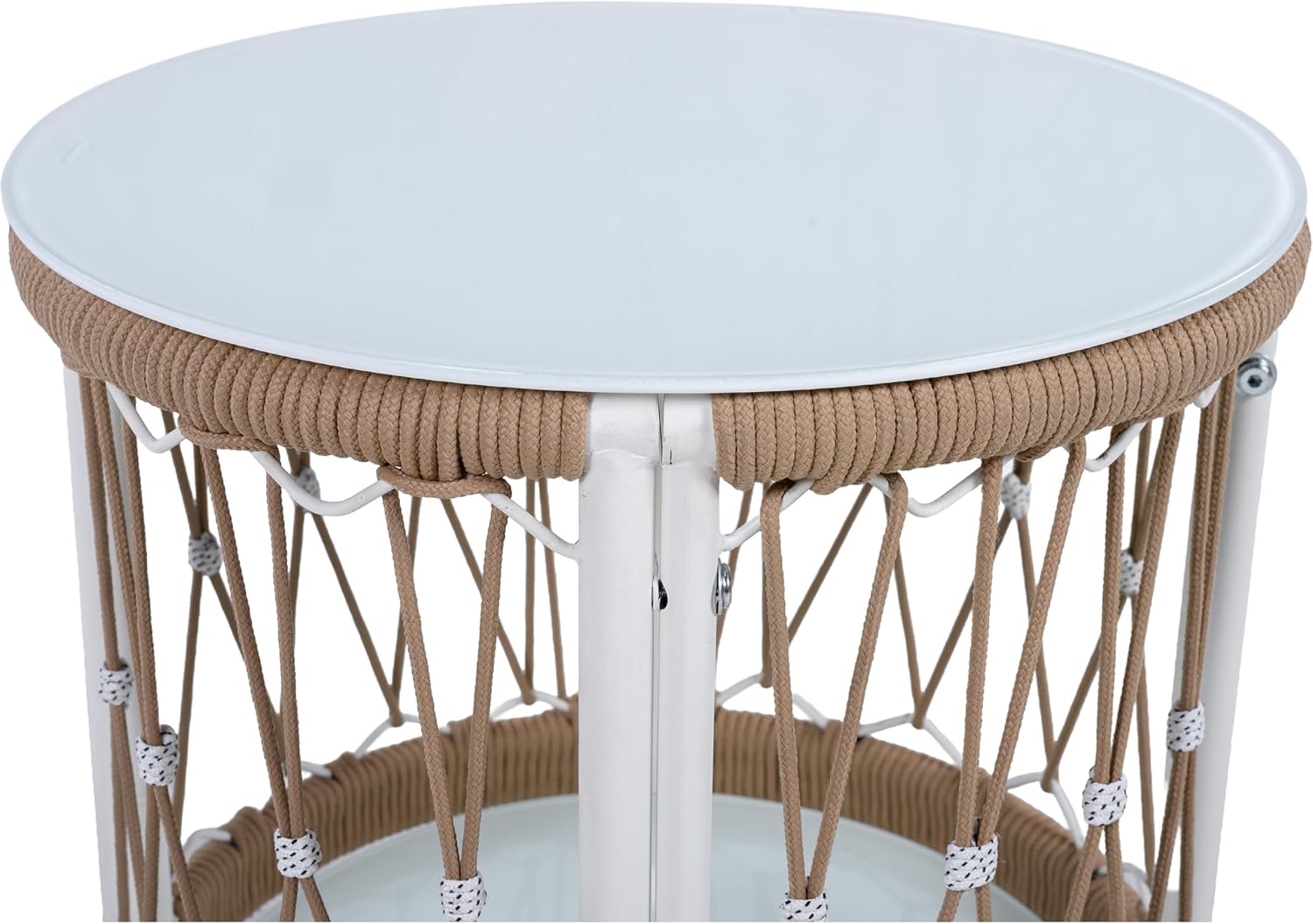 Christopher Knight Home Janna 3-Piece Bohemian Outdoor Patio Furniture Set, Set of 2 Swivel Lounge Chairs with Cushions & Glass Top Side Table, Patio Conversation Set for Garden, Beige + Natural