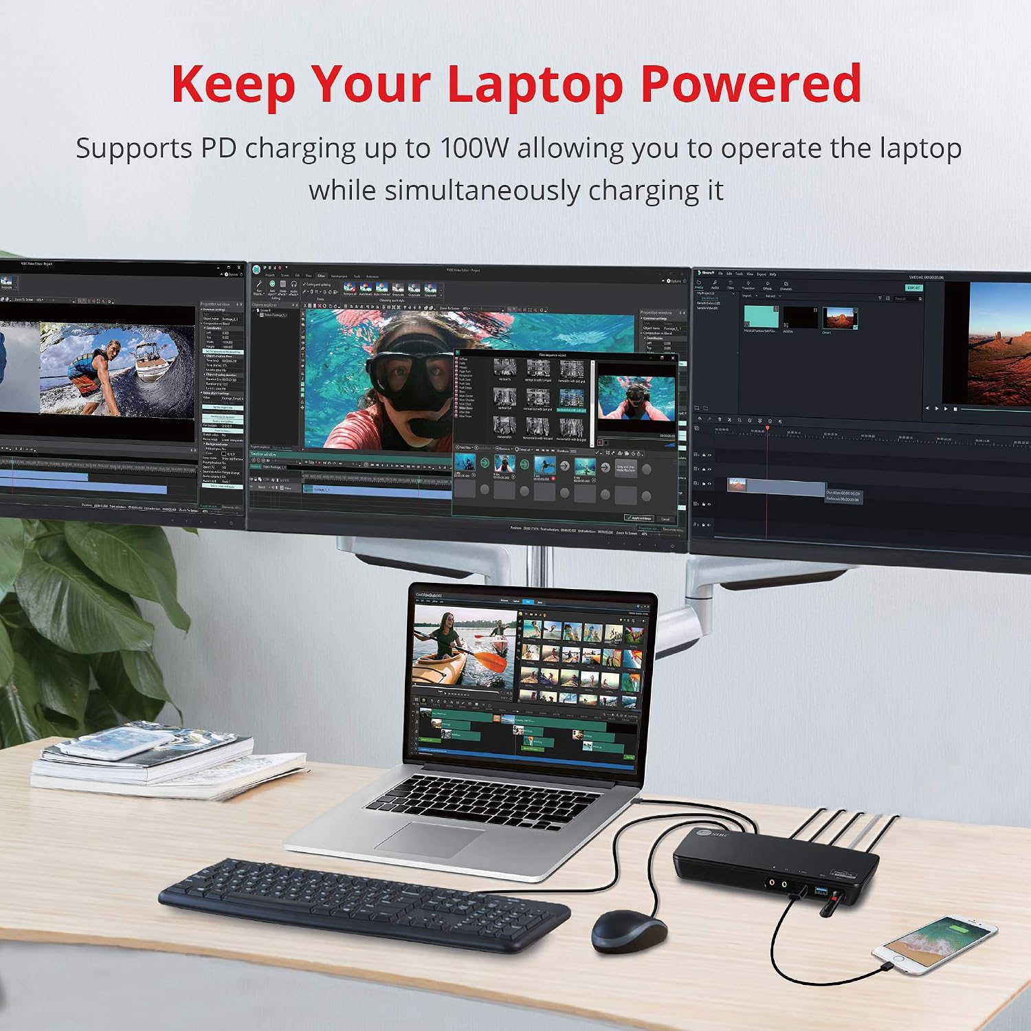 SIIG USB Type C 4K Triple Monitor Docking Station - Triple 4K@60Hz or Single 5K@60Hz Video Laptop Dock with 85W Charging - 1x HDMI, 2x DisplayPort, 5x USB Ports for Windows PC & MacBook (JU-DK0B11-S1)