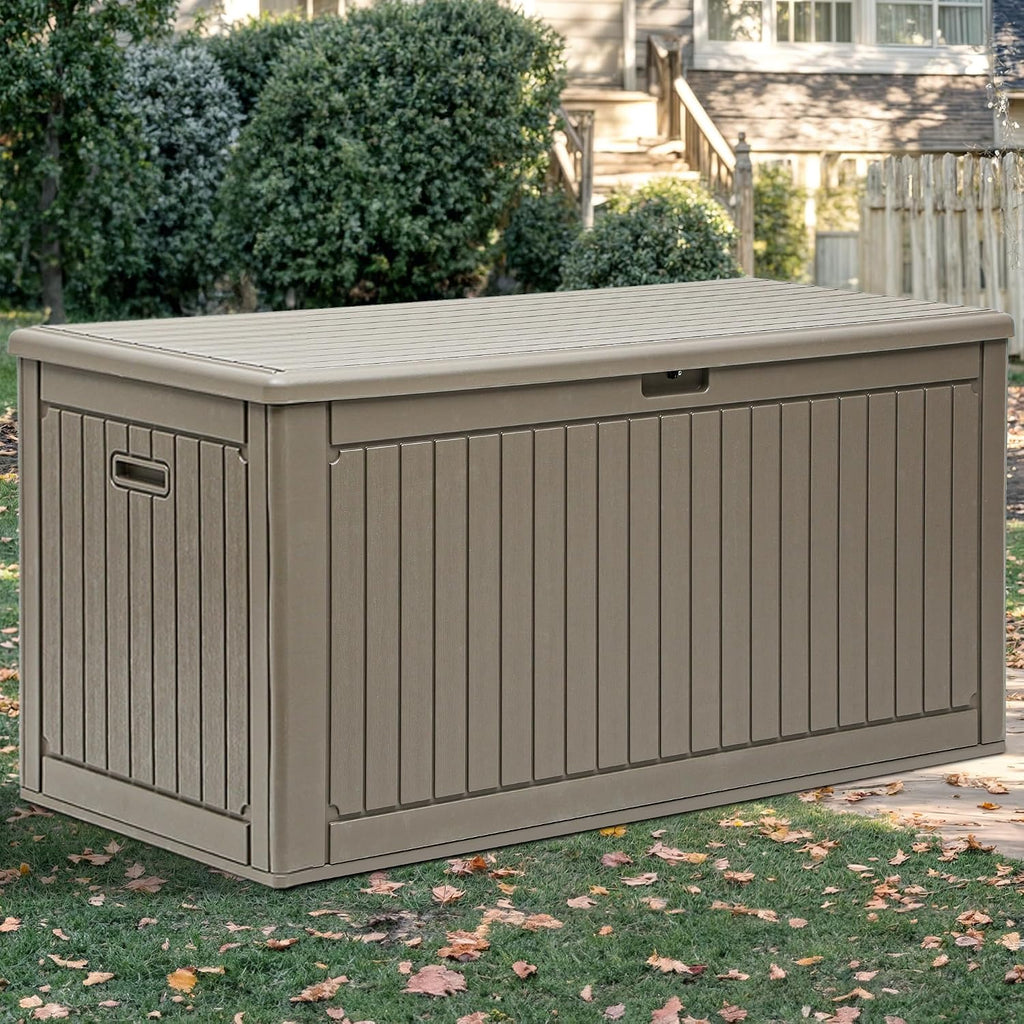 YITAHOME 320 Gallon Large Deck Box with Divider & Side Handles, Outdoor Double-Wall Storage for Patio Furniture Cushions, Garden Pool Accessories, Waterproof & Lockable