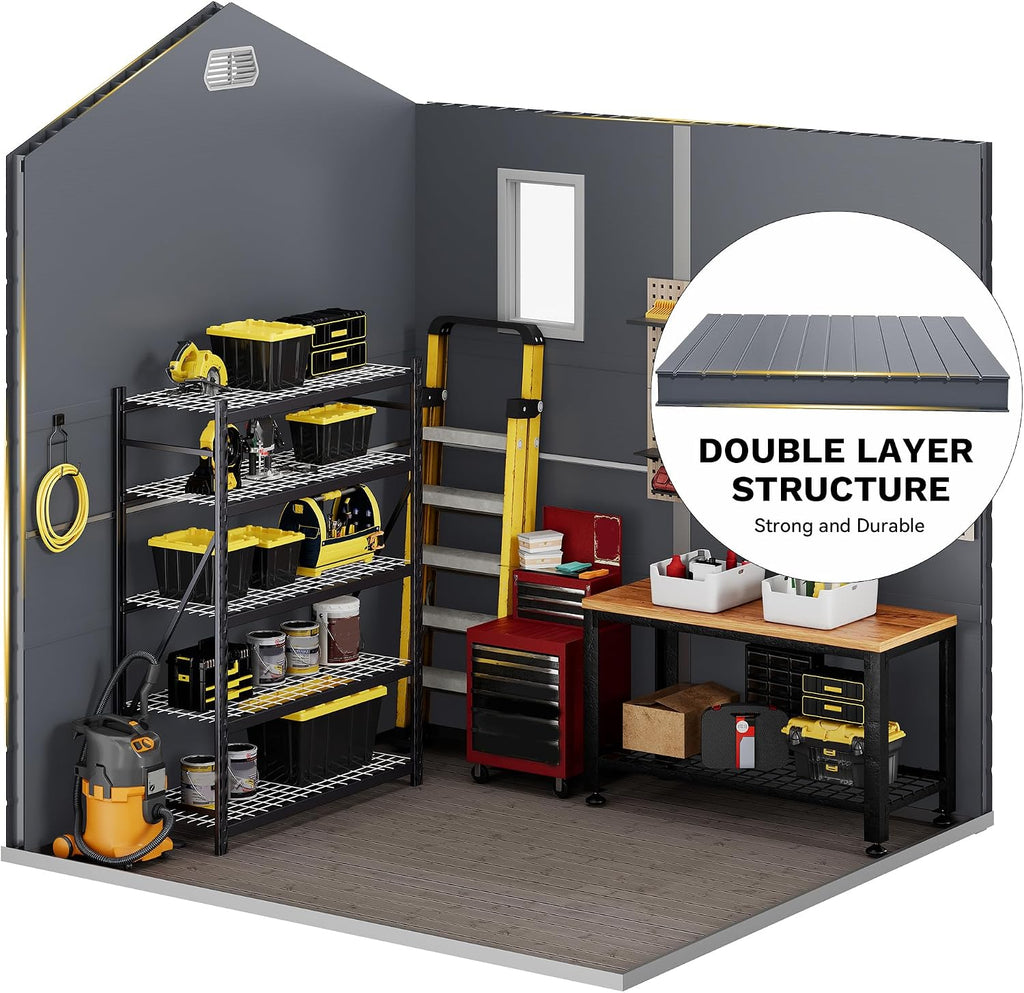 DWVO 6x6FT Outdoor Storage Shed w/o Floor, All-Weather Plastic Shed with Lockable Doors, Window & Vents, Plastic Tool Shed for Backyard, Patio, Poolside, Lawn, Gray