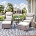 HUMMUH Wicker Patio Furniture Set 6inch Thick Cushion Deep Seat Outdoor Swivel Rocker Patio Chairs Set of 2 with Ottomans Conversation Set for Porch Garden Deck