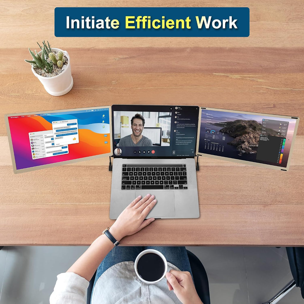 Alecewey Laptop Screen Extender, 15.6 inch Triple Screen Laptop Monitor Extender FHD 1080P HDMI Detached Extended Portable Dual Monitor for 12-17'' Laptops with Window,Mac,Android