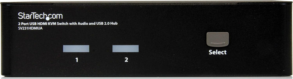 StarTech.com 2 Port USB HDMI KVM Switch with Audio and USB 2.0 Hub - 1080p (1920 x 1200), Hotkey Support - Dual Port Keyboard Video Monitor Switch , TAA (SV231HDMIUA)