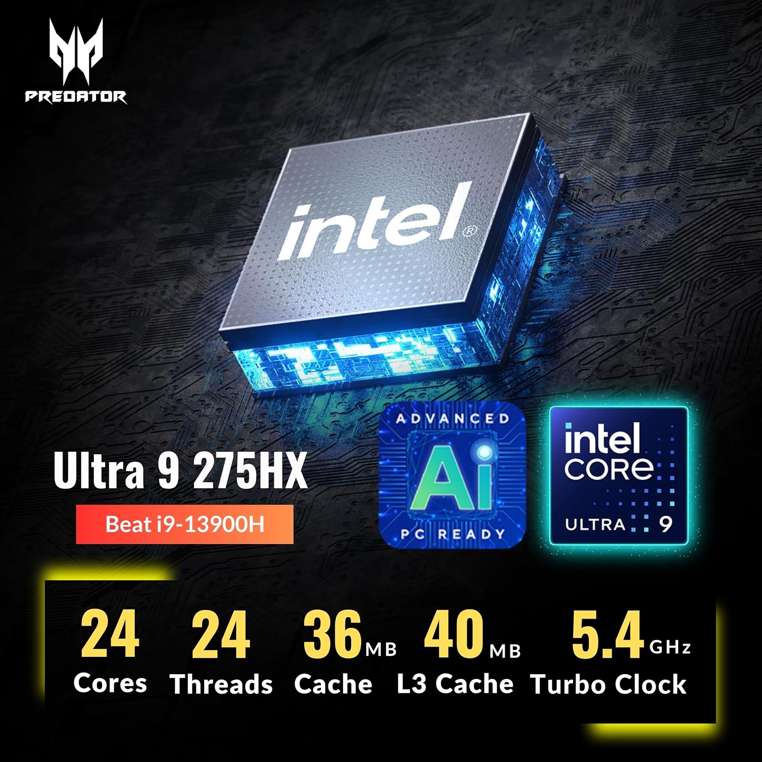 Acer Predator Helios Neo 16S AI Gaming Laptop, 16 240Hz 2.5K OLED, Intel Core Ultra 9 275HX, NVIDIA GeForce RTX 5060, VR Ready, Copilot, Liquid Cooling, Black, Windows 11 Pro(32GB DDR5 RAM | 2TB SSD)