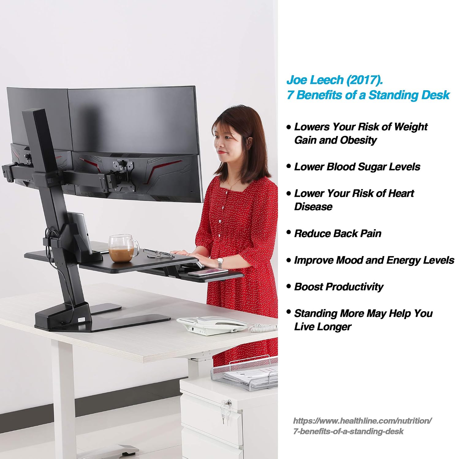 AVLT Electric Standing Desk Converter for Dual 32' Monitors, Motorized Sit to Stand Riser with 28'x16' Tabletop, Large Keyboard Tray, Height Adjustable, Sturdy Base, Small Footprint