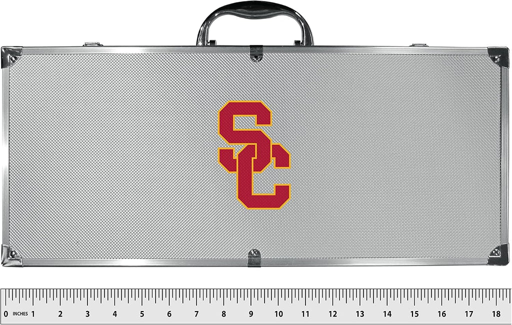 NCAA Siskiyou Sports Fan Shop USC Trojans Steel Tailgater BBQ Set w/Case 8 piece Gray