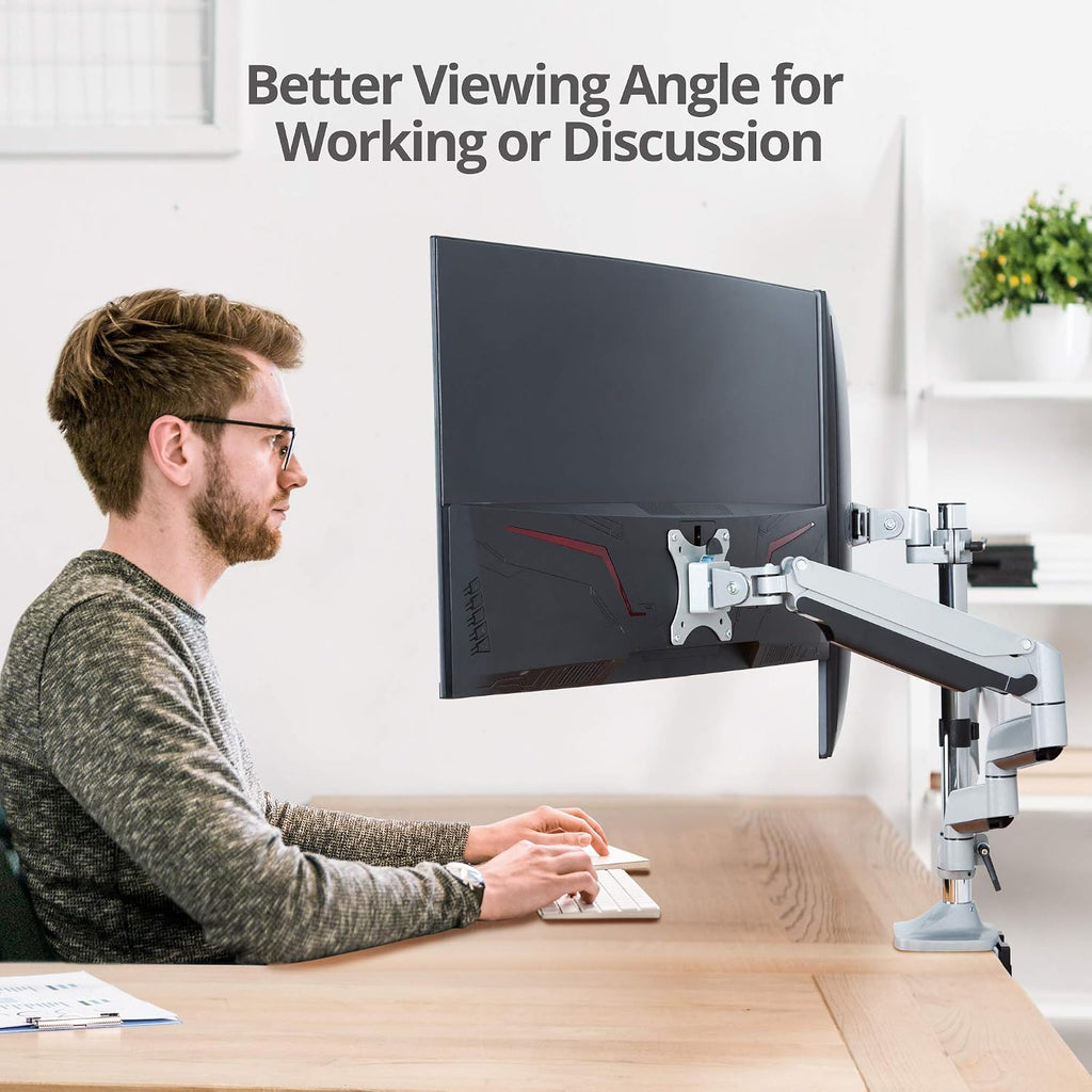 SIIG Triple Monitor Desk Mount-13 to 32',Silver,Premium Gas Spring,for Flat Panel/Curved Monitor,Fully Adjustable, 3 Display(s),Load Bearing 15.4 lbs max Each,VESA 75 x 75, 100 x 100 CE-MT3611-S1