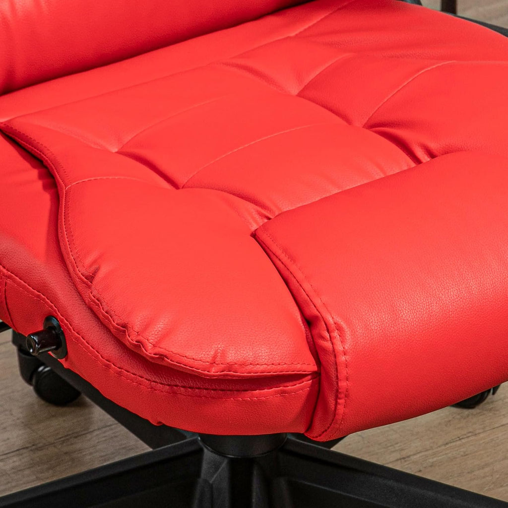 HOMCOM High Back Vibration Massage Office Chair with 6 Vibration Points, Heated Reclining PU Leather Computer Chair with Armrest and Remote, Red
