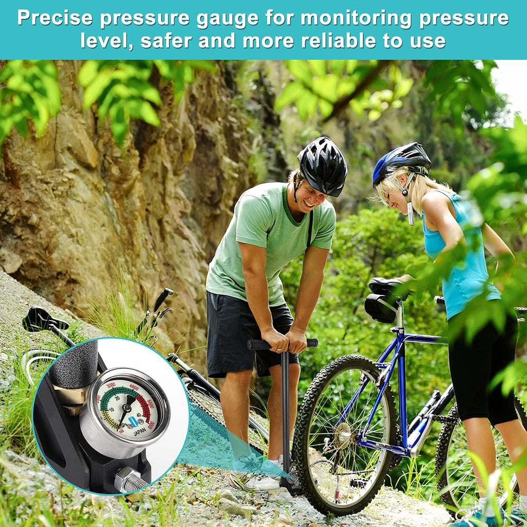 PCP Pump for Air Gun, 3 Stage 6000PSI High Pressure Hand Pump Air Rifle Gun Pump Tungsten Steel with Gauge for High Pressure Tires and Pre-Charged Pneumatic Airguns