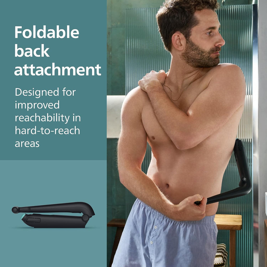 Philips Norelco Body Groomer 9000 Series, Body Hair Trimmer for Men & Intimate Shaver System with UV Cube Cleaner & Adjustable Back Attachment, 100% Showerproof, BG9480/50