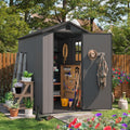 Patiowell 4 x 6 Resin Storage Shed with Floor, Outdoor Plastic Garden Shed with Lockable Door & Window, Easy Assembly Tool Shed for Backyard, Dark Gray
