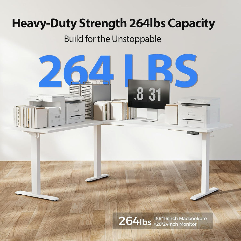 Agilestic Triple Motors 73' x 60' L Shaped Standing Desk, Electric Standing Desk Adjustable Height, Extra Large Desktop Corner Table for Home Office, Gaming Workstation, Splice Board, White
