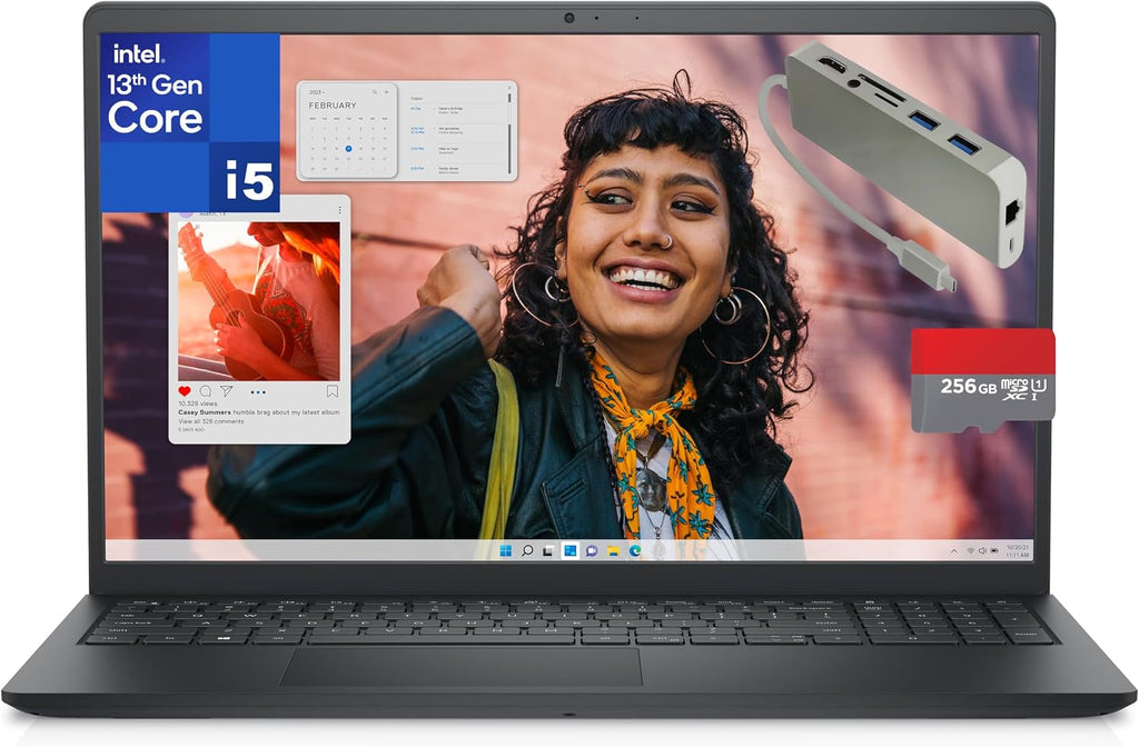 Dell Inspiron 15 Touchscreen Laptop Computer for Home Business Student, 15.6' FHD, Intel 10-Core i5-1334U, 16GB DDR4 RAM, 512GB PCIe SSD, WiFi 6, Bluetooth, Windows 11 Home, Type C Hub + 256GB SD Card