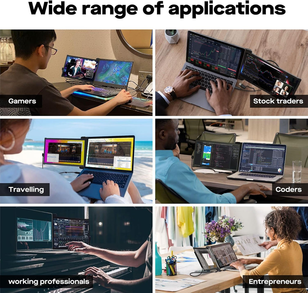 Duex Plus DS 2026 Mobile Pixels 13.3' Full HD IPS 1080P Portable Monitor, Laptop Screen Extender, Type-C/HDMI Plug and Play, Support Windows/Mac/Android/Switch Compatible