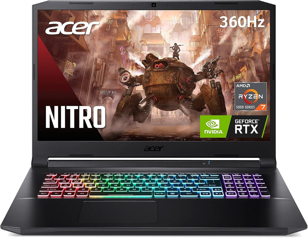 acer Nitro 5 AN517-41-R3NX Gaming Laptop, AMD Ryzen 7 5800H Octa-Core CPU | NVIDIA GeForce RTX 3080 Laptop GPU | 17.3' FHD 360Hz IPS 3ms Display | 16GB DDR4 | 1TB NVMe SSD | WiFi 6 | RGB Keyboard