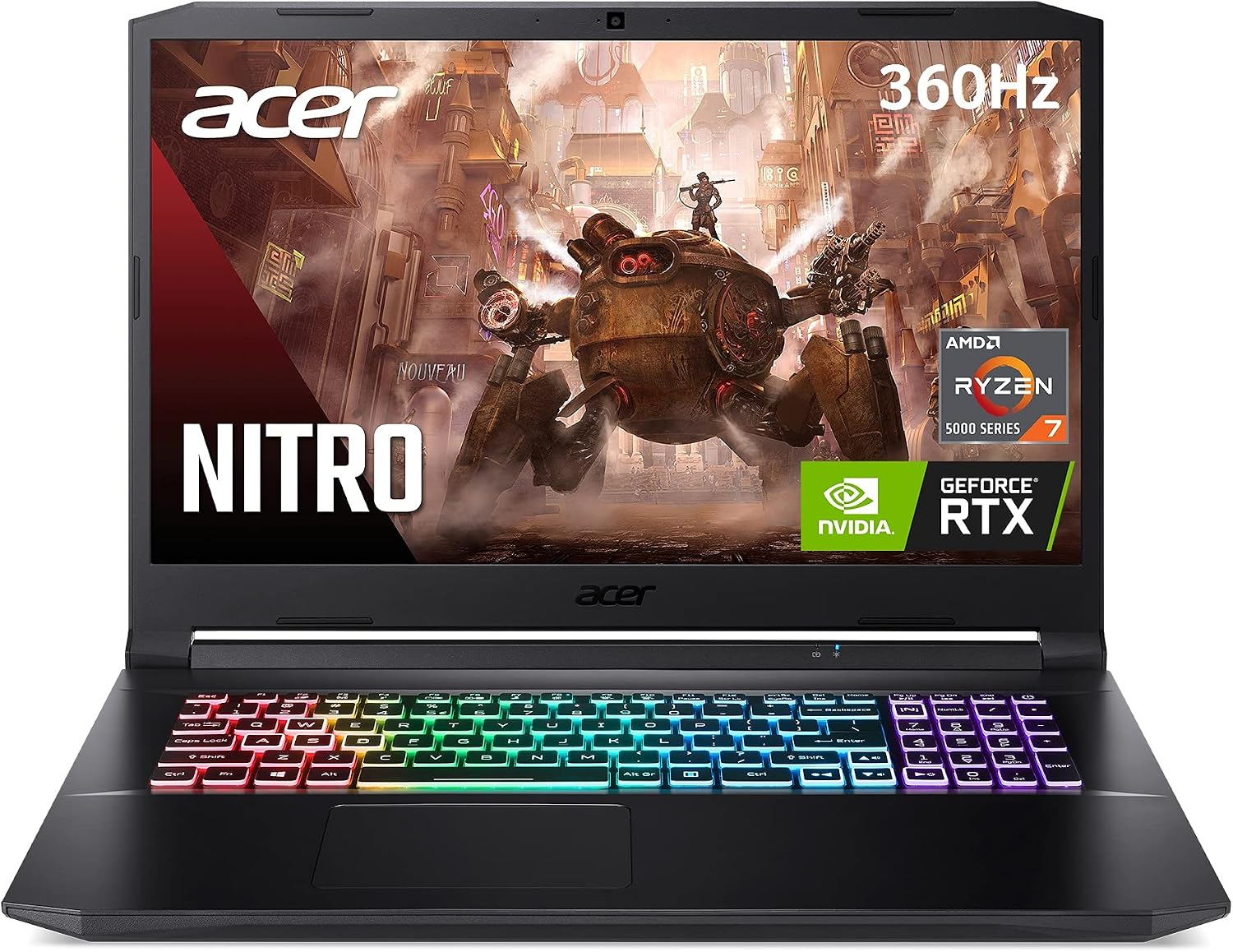 acer Nitro 5 AN517-41-R3NX Gaming Laptop, AMD Ryzen 7 5800H Octa-Core CPU | NVIDIA GeForce RTX 3080 Laptop GPU | 17.3' FHD 360Hz IPS 3ms Display | 16GB DDR4 | 1TB NVMe SSD | WiFi 6 | RGB Keyboard