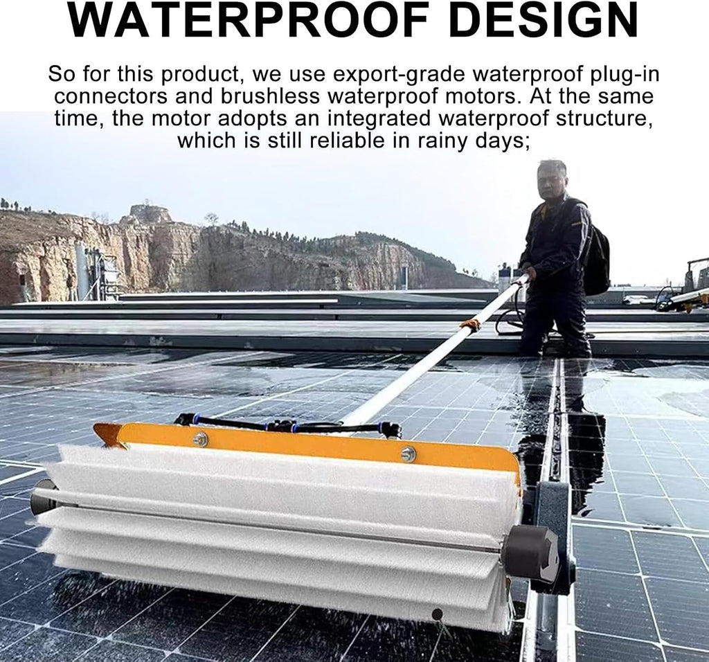 7.5m Photovoltaic Panel Cleaning Brush, Electric Solor Panel Cleaning Tool, Automatic Water Supply Cleaning Roller Brush, Dry Cleaning No Water Brush,Mains