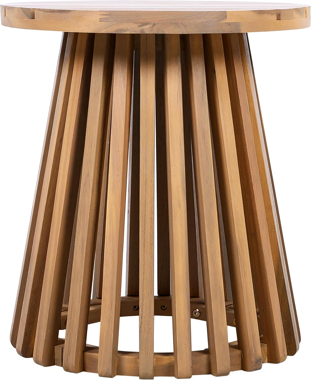 Christopher Knight Home Kiin 3 Pieces Outdoor Patio Furniture Set, Acacia Wood Patio Conversation Set, Side Table and Club Chairs with Cushion for Garden Backyard Balcony, Brown + Cream + Light Teak