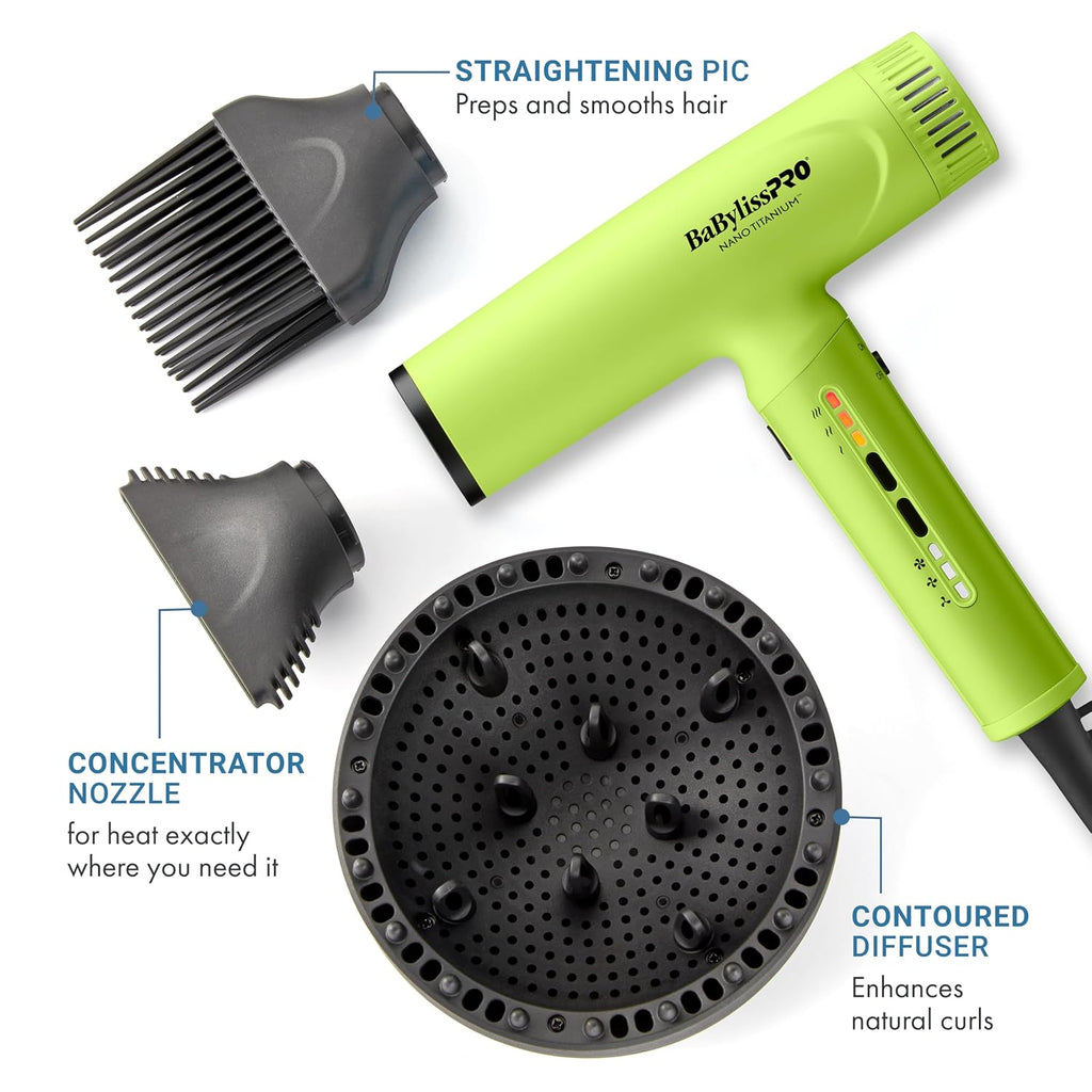 BaBylissPRO Nano Titanium Professional Nano Light Ionic Dual-Voltage Lightweight Hair Dryer