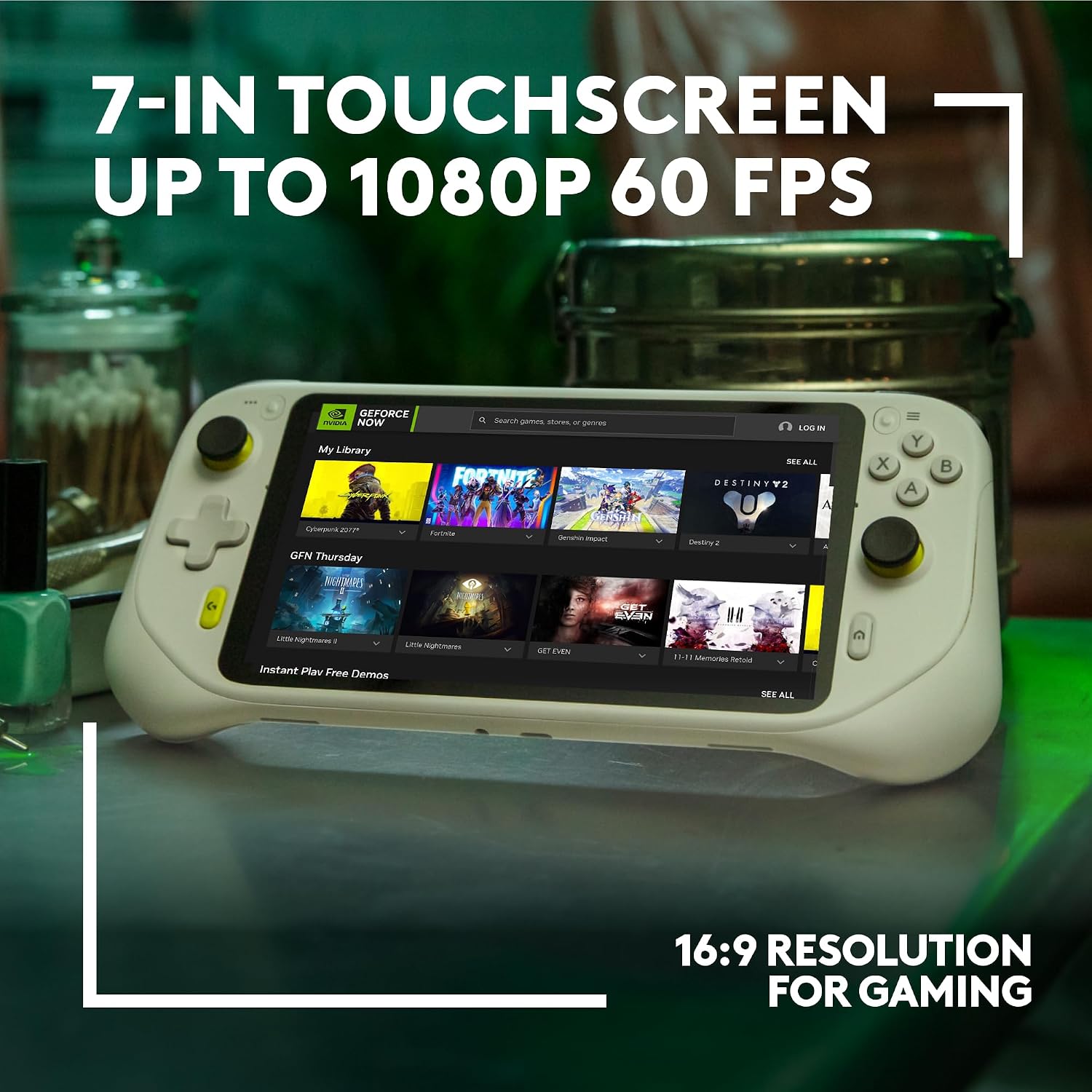 Logitech G Cloud Gaming Handheld, Portable Gaming Console with Long-Battery Life, 1080P 7-Inch Touchscreen, Lightweight Design, Xbox Cloud Gaming, NVIDIA GeForce NOW, Google Play