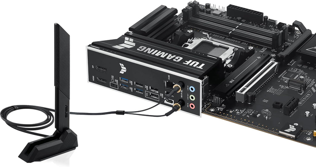 ASUS TUF GAMING B650E-E WIFI AMD AM5 B650 ATX motherboard, 8+2+1 80A DrMOS stage, DDR5, PCIe 5.0 Ready, 3x M.2, Wi-Fi 6E, 2.5 Gb LAN, DisplayPort, HDMI™, USB 20Gbps Type-C®, BIOS FlashBack™, Aura Sync